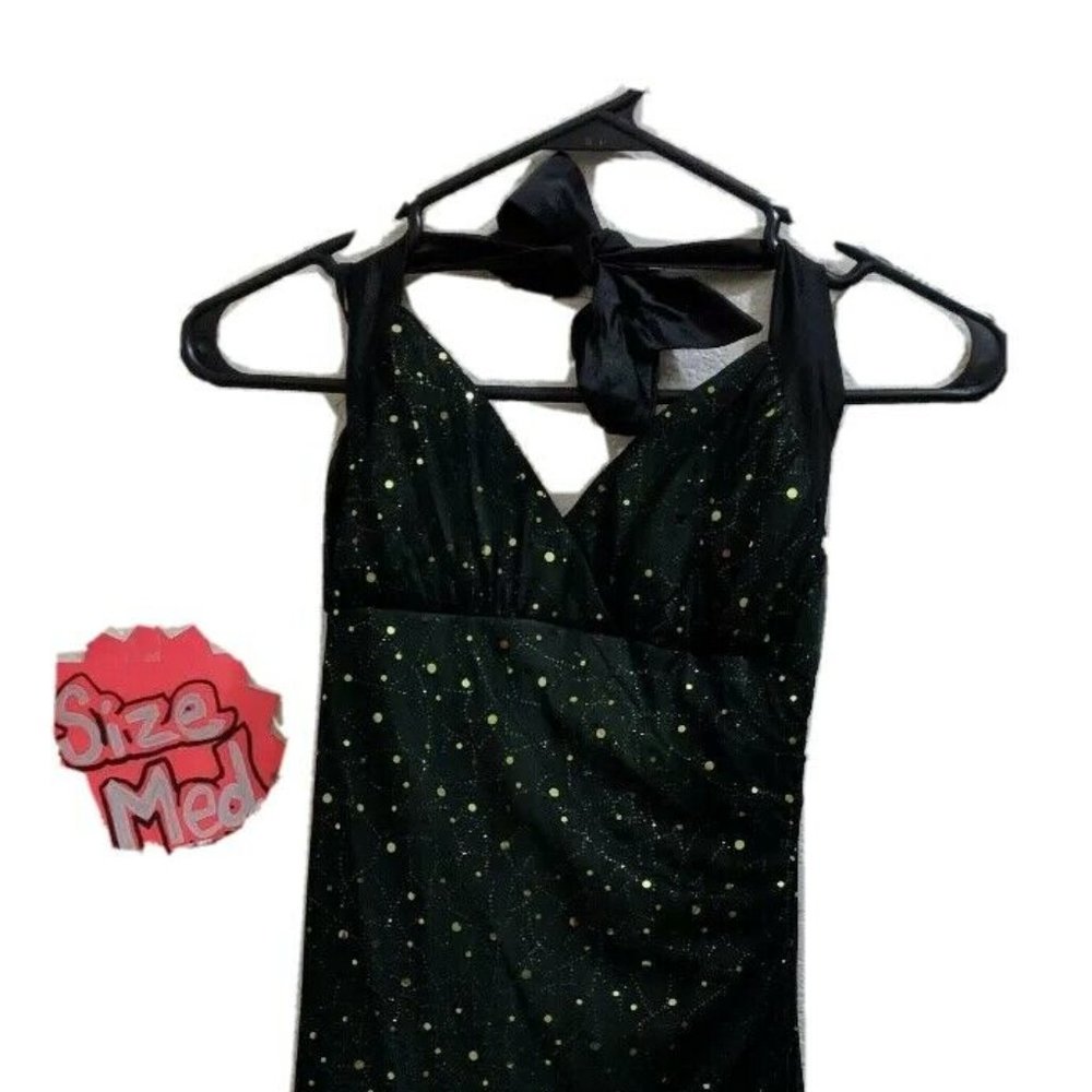 Finesse prom dress green sequin knee length halter